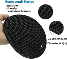 Baskety Silicone Trivet Mat - Hot Pot Holder Hot Pads for Table & Counter-top - Trivet for Hot Dishes - Non-Slip & Heat Resistant Modern Kitchen Hot Pads for Pots & Pans (Black, Pack of 5)-thumb2