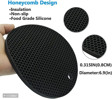 Baskety Silicone Trivet Mat - Hot Pot Holder Hot Pads for Table & Counter-top - Trivet for Hot Dishes - Non-Slip & Heat Resistant Modern Kitchen Hot Pads for Pots & Pans (Black, Pack of 5)-thumb3