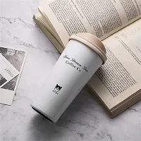 Ramkuwar Insulated Coffee Mug with Lid Double Wall Insulated Stainless Steel Mug for Coffee and Tea Hot and Cold Coffee Tumbler Durable Coffee Mug with Lid for Home and Office White 550 ml-thumb3