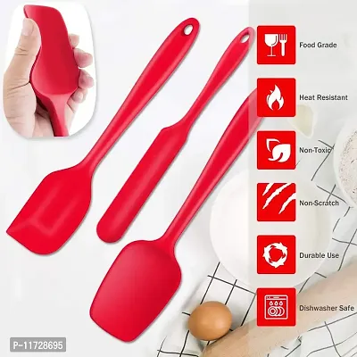 Baskety Silicone Spatula Set, 5 PCS Heat Resistant Rubber Spatulas Utensils for Nonstick Cookware Baking Cooking Mixing, Seamless & Flexible, Dishwasher Safe Red-thumb5