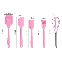 Ramkuwar 5 Piece Silicone Baking Utensils Set – Spatula, Whisk, Brush, Spoon, Scraper Baking Utensil Tool Set Ideal for Mixing, Baking & Cooking Silicone Kitchen Utensils (5-Piece) (Pink)-thumb1