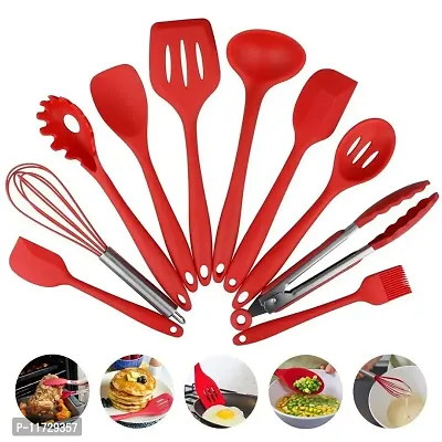 Ramkuwar 5-Piece Silicone Spatula Set - Heat Resistant Non Stick Rubber Spatulas for Cooking, Baking, and Mixing - FDA Certification for Silicone raw Material and BPA Free Pro-Grade Silicone (Red)-thumb2