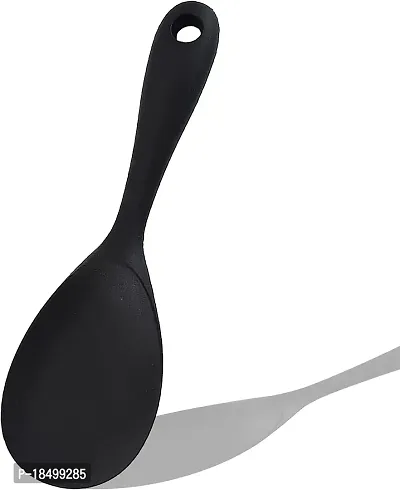 Ramkuwar Silicone Rice Spoon Non Stick Rice Scooper Heat Resistant Kitchen Gadge Rice Spoon Paddle Cooking Utensil Rice Spatula Rice Cooker Spoon for Rice Salads Mashed Potato Black-thumb0