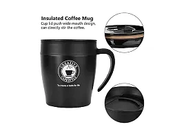 Ramkuwar Thermal Mug 350 ml Coffee Mug Stainless Steel Double Walled Insulated Leak Proof Travel Mug with Lid Coffee to Go Mug Insulated Mug Thermal Cup for Coffee, Tea (Black Pack 1)-thumb3