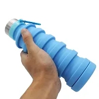 Ramkuwar Collapsible Water Bottle, Reuseable BPA Free Silicone Foldable Water Bottles for Travel Gym Camping Hiking, Portable Leak Proof Sports Water Bottle with Carabiner-thumb2