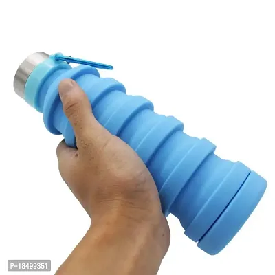 Ramkuwar Collapsible Water Bottle, Reuseable BPA Free Silicone Foldable Water Bottles for Travel Gym Camping Hiking, Portable Leak Proof Sports Water Bottle with Carabiner-thumb3