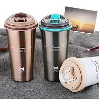 Ramkuwar Insulated Coffee Mug with Lid Double Wall Insulated Stainless Steel Mug for Coffee and Tea Hot and Cold Coffee Tumbler Durable Coffee Mug with Lid for Home and Office White 550 ml-thumb4