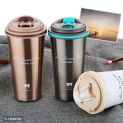 Ramkuwar Insulated Coffee Mug with Lid Double Wall Insulated Stainless Steel Mug for Coffee and Tea Hot and Cold Coffee Tumbler Durable Coffee Mug with Lid for Home and Office White 550 ml-thumb5