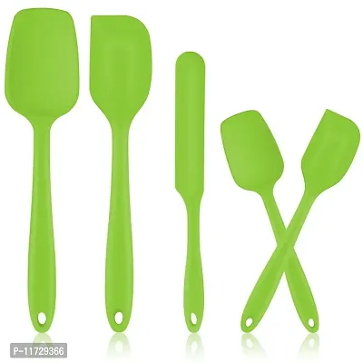 Baskety Silicone Spatula Set, 5 PCS Heat Resistant Rubber Spatulas Utensils for Nonstick Cookware Baking Cooking Mixing, Seamless & Flexible, Dishwasher Safe Green