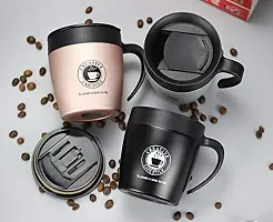 Baskety 330ml Travel Coffee Mug - Stainless Steel & Vacuum Insulated - Sliding Lid for Splash-Proof with Double Walled Vacuum Stainless Steel to Keeps Beverages Hot or Cold (Pink, Pack of 1)-thumb1