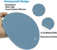 Baskety Silicone Trivet Mat - Hot Pot Holder Hot Pads for Table & Counter-top - Trivet for Hot Dishes - Non-Slip & Heat Resistant Modern Kitchen Hot Pads for Pots & Pans (Blue, Pack of 4)-thumb2