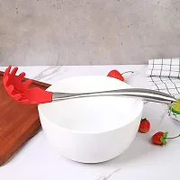 Baskety Silicone Pasta Fork, High Heat Resistant to 600?F, Hygienic One Piece Design, Spaghetti Strainer & Server Spoon Red Pack of 2-thumb1