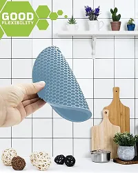 Baskety Silicone Trivet Mat - Hot Pot Holder Hot Pads for Table & Counter-top - Trivet for Hot Dishes - Non-Slip & Heat Resistant Modern Kitchen Hot Pads for Pots & Pans (Blue, Pack of 4)-thumb3