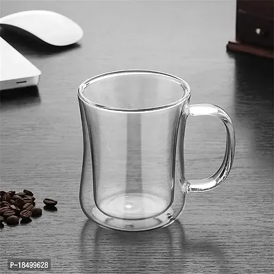 Ramkuwar Double Walled Glass Mugs Borosilicate Glass Cups for Tea Coffee Latte Cappuccino Espresso Beer 220ml-thumb3