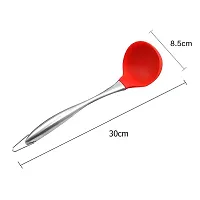 Baskety Silicone Soup Ladle High Temperature Resistant to 480°F Sanitary Design Non-Stick Pan(Silicone Soup Ladle Handle Stainless Steel) Red Pack of 1-thumb1