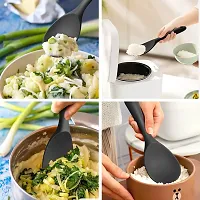 Ramkuwar Silicone Rice Spoon Non Stick Rice Scooper Heat Resistant Kitchen Gadge Rice Spoon Paddle Cooking Utensil Rice Spatula Rice Cooker Spoon for Rice Salads Mashed Potato Black-thumb1