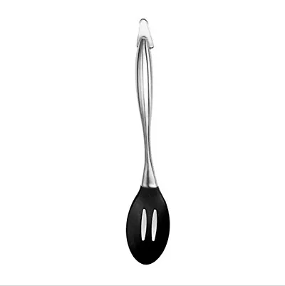 Baskety Large Silicone Cooking Spoon Slotted Spoon Nonstick Silicone Serving Spoon Stainless Steel Handle Mixing Spoon Heat Resistant Silicone Cooking Utensil Set for Frying Stirring