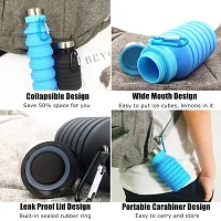 Ramkuwar Collapsible Water Bottle, Reuseable BPA Free Silicone Foldable Water Bottles for Travel Gym Camping Hiking, Portable Leak Proof Sports Water Bottle with Carabiner-thumb4