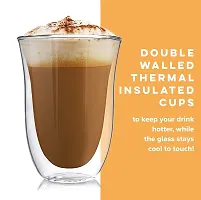 Baskety Glass Coffee Mugs - 270ml Double Walled Insulated Mug with Handle, Perfect for Latte, Americano, Cappuccinos, Tea Bag, Beverage. (Pack of 1)-thumb3