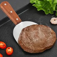 Ramkuwar Stainless Steel Nonstick Fried Egg Shovel Pancake Meat Spatula Scrapers Beefsteak Hamburger Turner Cooking Flipping Tool with Wooden Non-Slip Handle for Home Kitchen Restaurants-thumb3