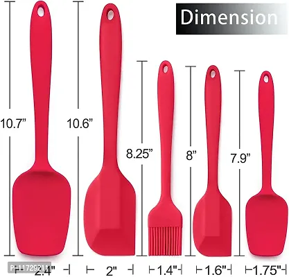 Ramkuwar with device of R Silicone Spatulas Set 446 Degree F Heat-Resistant Rubber Baking Spoons/Brush Seamless One-Piece Design Nonstick Dishwasher Safe Kitchen Utensil Set (Red) 5 Pieces-thumb2