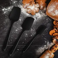 Ramkuwar Silicone Spatula Set 3 Piece-Mini, Large Rubber Scraper& Spoonula 600F Heat Resistant with Stainless Steel Filler for Cooking Baking and Mixing.(SPATULA-3A) (Black)-thumb3