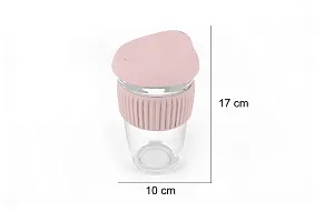 Ramkuwar Hand Blown Borosilicate Glass Tumbler Reusable Coffee Cup with Food Grade Silicone Seal Lid and Thermal Sleeve Recyclable Travel Mug 500ML Pink Pack of 1-thumb4