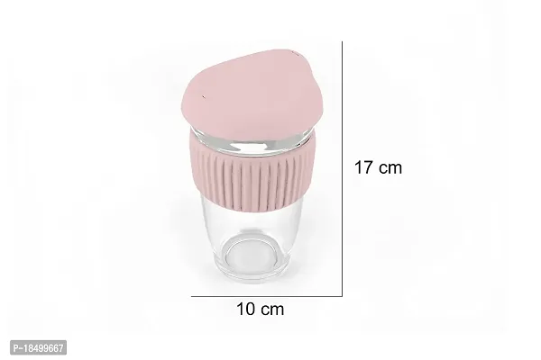 Ramkuwar Hand Blown Borosilicate Glass Tumbler Reusable Coffee Cup with Food Grade Silicone Seal Lid and Thermal Sleeve Recyclable Travel Mug 500ML Pink Pack of 1-thumb5