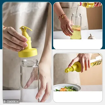 Baskety Vinegar and Olive Oil Leakproof Bottle Dispenser 500 ml High Temperature Resistant Clear Glass for Kitchen with Airtight Opening and Closing Spout 2pcs(Yellow)-thumb4