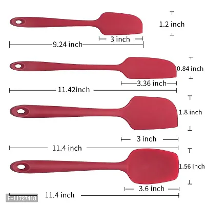 Baskety Spatula Silicone Spatula Set Spatulas Silicone Heat Resistant 500?F Rubber Spatula Seamless One Piece Non-Stick 4-Piece for Cooking Baking Mixing.|SPATULA-4A| (RED)-thumb5