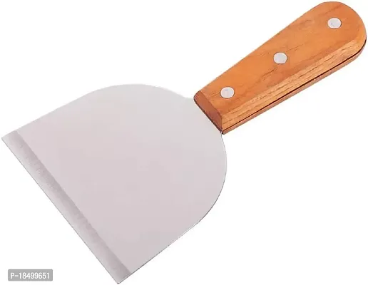 Ramkuwar Stainless Steel Nonstick Fried Egg Shovel Pancake Meat Spatula Scrapers Beefsteak Hamburger Turner Cooking Flipping Tool with Wooden Non-Slip Handle for Home Kitchen Restaurants-thumb0