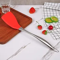 Baskety Silicone Turner Spatula Set Non-Stick Rubber Serving Turner Solid Spatula with Stainless Steel Handle Cooking Utensils for Nonstick Cookware Red Pack of 2-thumb2