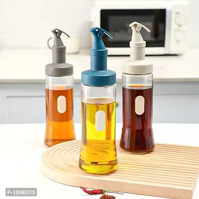 Baskety Vinegar and Olive Oil Leakproof Bottle Dispenser 500 ml High Temperature Resistant Clear Glass for Kitchen with Airtight Opening and Closing Spout 2pcs(Brown)-thumb5