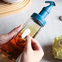 Baskety Vinegar and Olive Oil Leakproof Bottle Dispenser 500 ml High Temperature Resistant Clear Glass for Kitchen with Airtight Opening and Closing Spout 2pcs(Brown)-thumb3