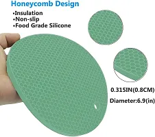 Baskety Silicone Trivet Mat - Hot Pot Holder Hot Pads for Table & Counter-top - Trivet for Hot Dishes - Non-Slip & Heat Resistant Modern Kitchen Hot Pads for Pots & Pans (Green, Pack of 5)-thumb1