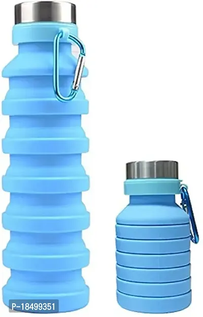 Ramkuwar Collapsible Water Bottle, Reuseable BPA Free Silicone Foldable Water Bottles for Travel Gym Camping Hiking, Portable Leak Proof Sports Water Bottle with Carabiner