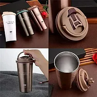 Ramkuwar Vacuum Insulated Stainless Steel Travel Mug Leak Proof Spill Proof Tumbler with Lid Coffee Tumbler for Hot and Cold Drink Travel Mug Double Walled Cup for Office Home Car (Gold 500ml)-thumb1