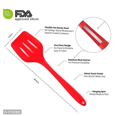 Ramkuwar with device of R Heat-Resistant Non-Stick Cooking Baking Utensils with Hygienic Solid Coating Spatula (utensil5pcsRed)-thumb2