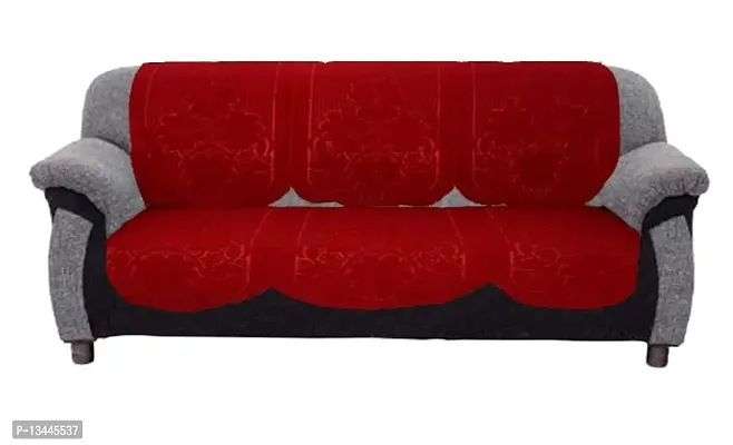 Royal Look Premium Cotton Fabric 3 Seater Sofa Cover/Sofa Cover 3 seater, set of 6pcs, Maroon-thumb0
