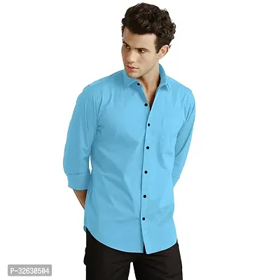 Fabulous Polyester Solid Long Sleeves Casual Shirts For Men-thumb0