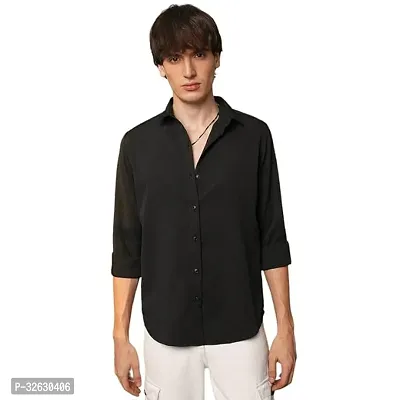 Fabulous Polyester Solid Long Sleeves Casual Shirts For Men-thumb0