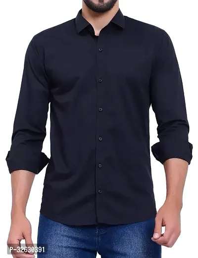 Fabulous Polyester Solid Long Sleeves Casual Shirts For Men-thumb0