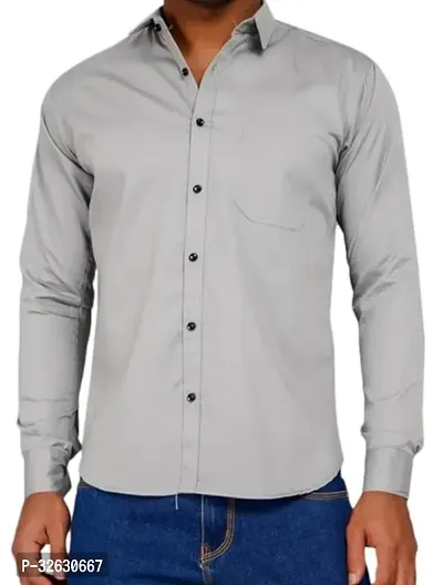 Fabulous Polyester Solid Long Sleeves Casual Shirts For Men-thumb0