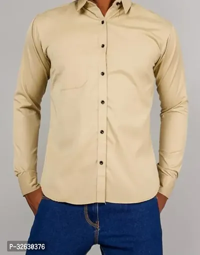 Fabulous Polyester Solid Long Sleeves Casual Shirts For Men-thumb0