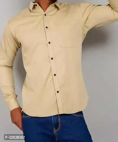 Fabulous Polyester Solid Long Sleeves Casual Shirts For Men-thumb0