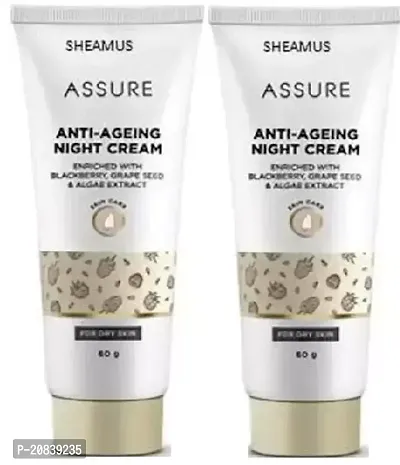 Assure Anti-Ageing Night Cream 2pc (60+60)g Enriched with Blackberry, Grapes Seed  Algae Extract