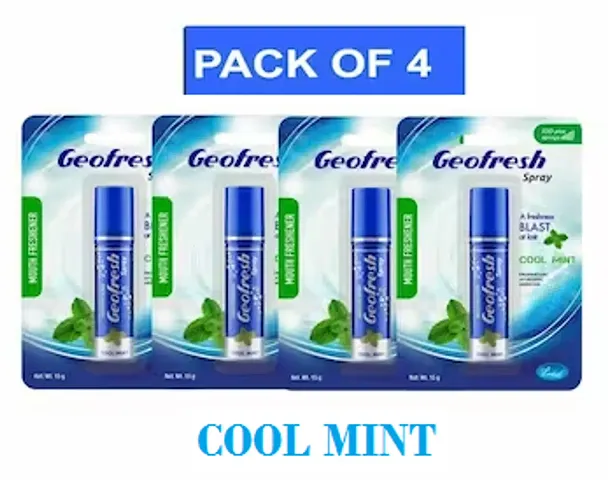 Geofresh Ayurvedic Instant Mouth Freshener Spray 15G Each (COOL MINT ) FLAVOUR Set  Of 4pc
