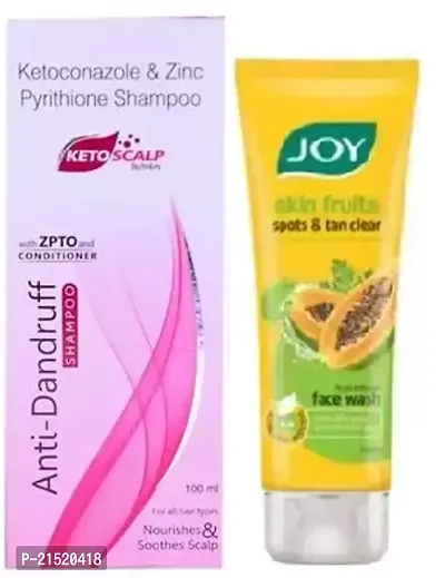 Ketosclap Anti Dandruff shampoo (100)ml with Joy Papaya face wash (100)ml