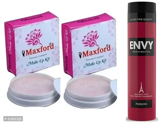 Professional Maxford Face powder (2-in-1) set of 2 pc and ENVY Talc Powder Passion 100g