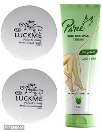 Luckme Whitex Compact Powder (2-in-1) face powder 2pc with Paree Body Hair Remover Cream 50g-thumb0